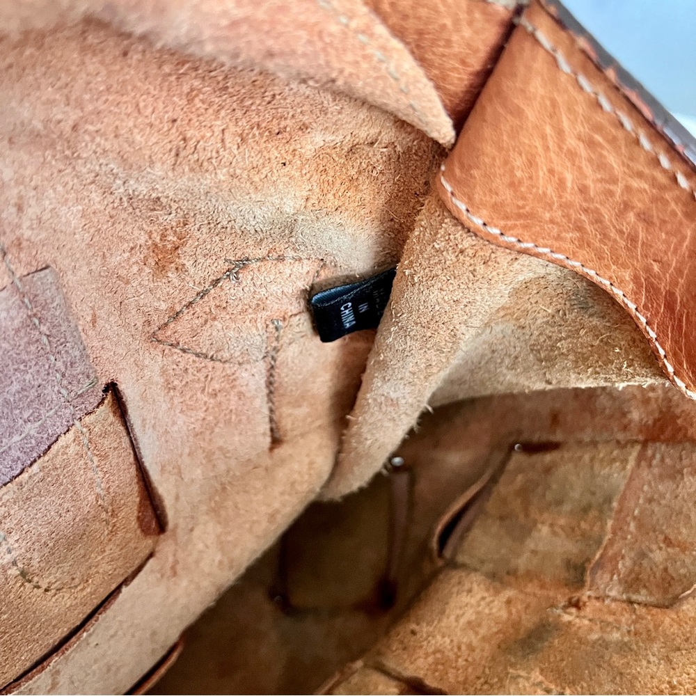 Vintage Mulberry Tonal Cognac Brown Leather Woven ‘Elgin’ Western Tote Bag - Picture 10 of 10